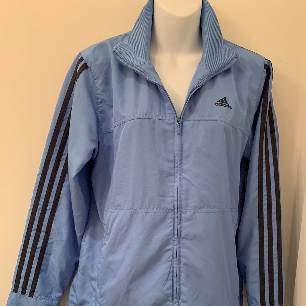 Vintage Adidas Baby Blue Track Jacket windbreaker